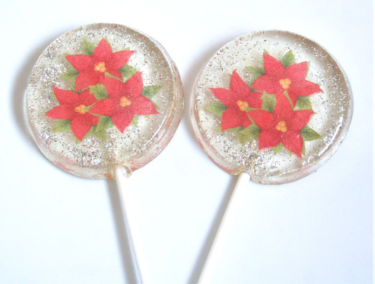 Christmas Poinsettias Lollipops w/Edible Glitter (Co