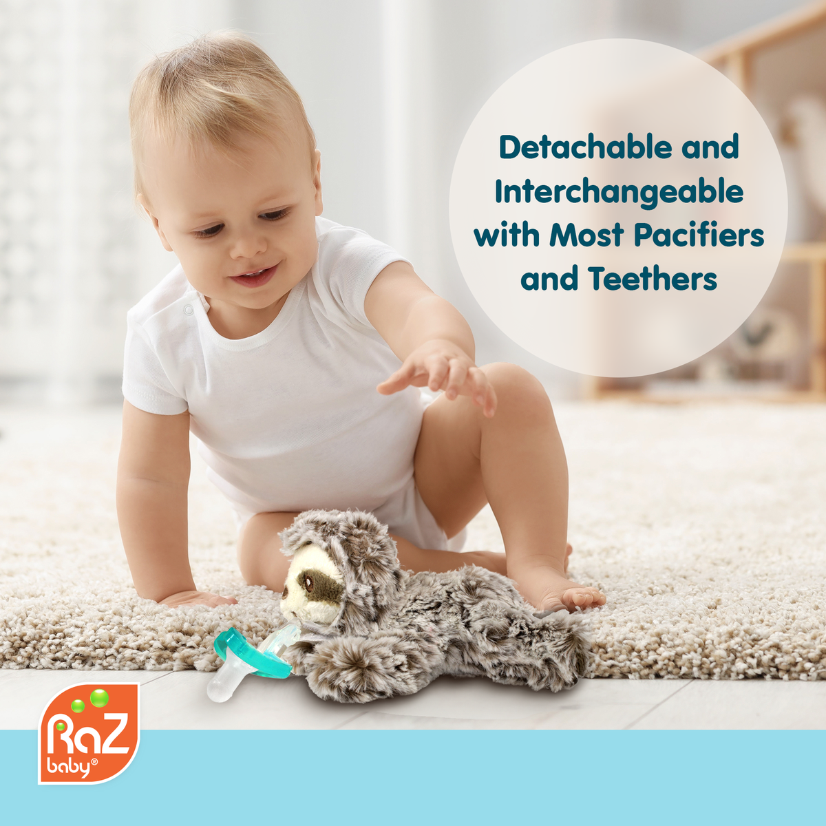 RaZbuddy Bobby Bear Paci/Teether Holder