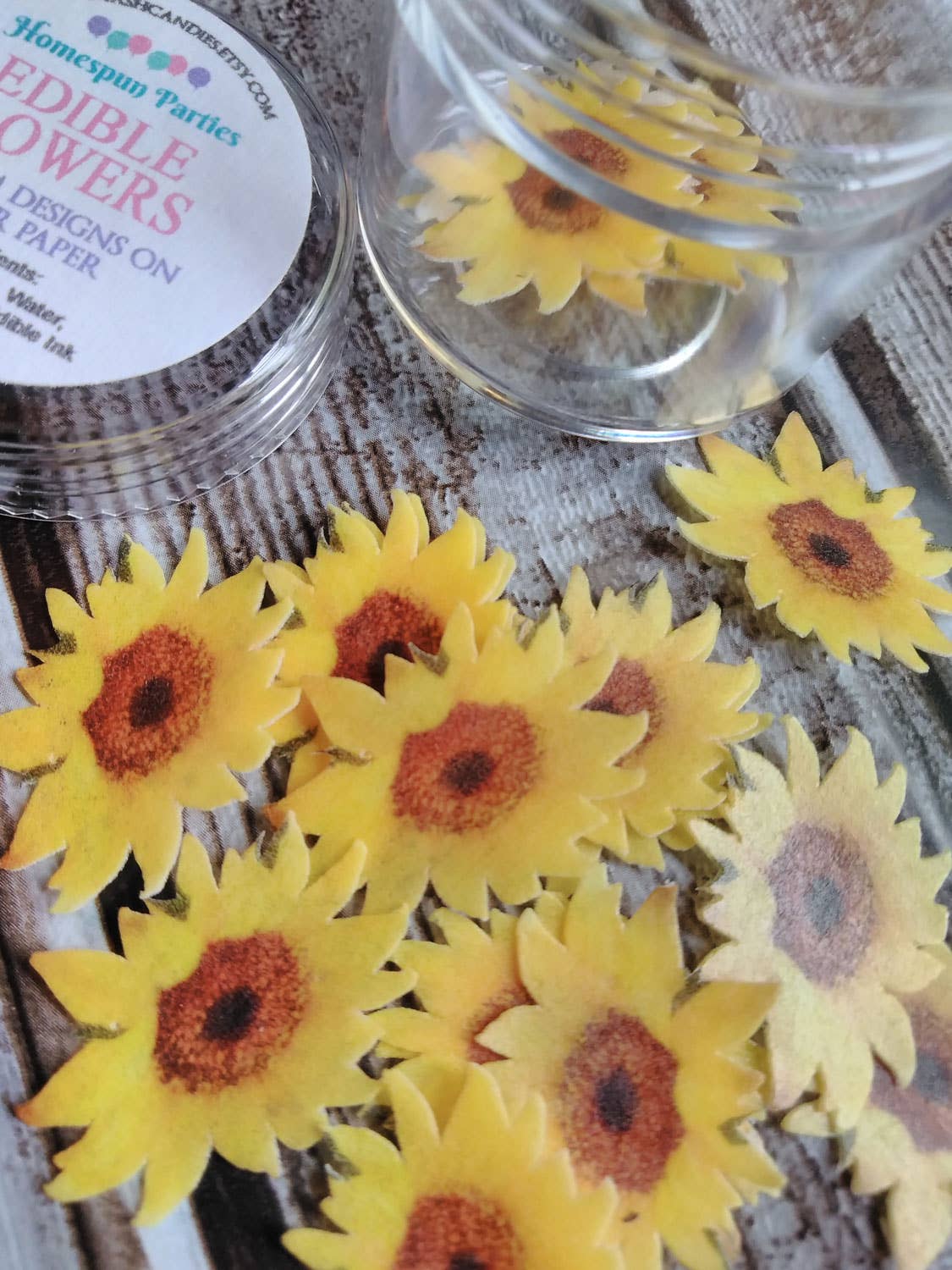 Mini Sunflowers Wafer Paper Edible Cake Decorations