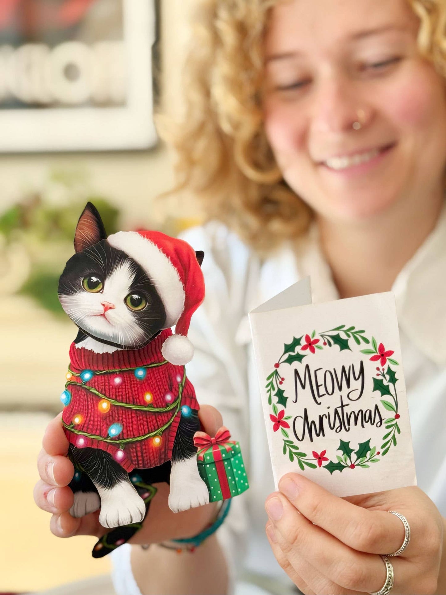 Mini Christmas Kitten  Pop-Up Greeting Card